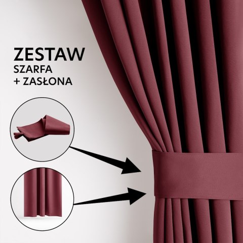 Zasłona BLACKOUT  czerwony przelotki srebrne 140x245 ameliahome - CURT/AH/BLACKOUT/EYELETS/WINE/140