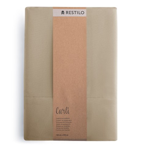 RESTILO zasłona CARLI kolor beżowy gładki styl klasyczny przelotki srebrne materiał oxford 200x250 - CURT/RES/OXFORD/CARLI/EYELE