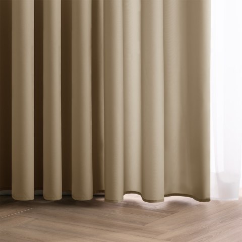 RESTILO zasłona CARLI kolor beżowy gładki styl klasyczny przelotki srebrne materiał oxford 200x270 - CURT/RES/OXFORD/CARLI/EYELE