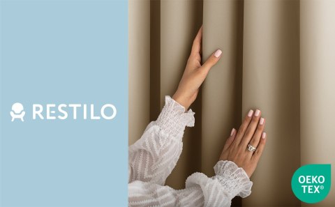 RESTILO zasłona CARLI kolor beżowy gładki styl klasyczny przelotki srebrne materiał oxford 200x270 - CURT/RES/OXFORD/CARLI/EYELE