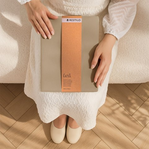 RESTILO zasłona CARLI kolor beżowy gładki styl klasyczny taśma materiał oxford 200x270 - CURT/RES/OXFORD/CARLI/PLEAT/BEIGE/200X2