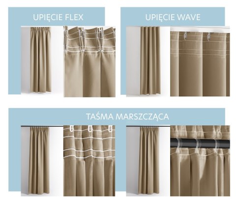RESTILO zasłona CARLI kolor beżowy gładki styl klasyczny taśma materiał oxford 200x270 - CURT/RES/OXFORD/CARLI/PLEAT/BEIGE/200X2