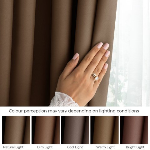 RESTILO zasłona CARLI kolor brązowy gładki styl klasyczny przelotki srebrne materiał oxford 200x270 - CURT/RES/OXFORD/CARLI/EYEL