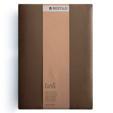 RESTILO zasłona CARLI kolor brązowy gładki styl klasyczny przelotki srebrne materiał oxford 200x270 - CURT/RES/OXFORD/CARLI/EYEL