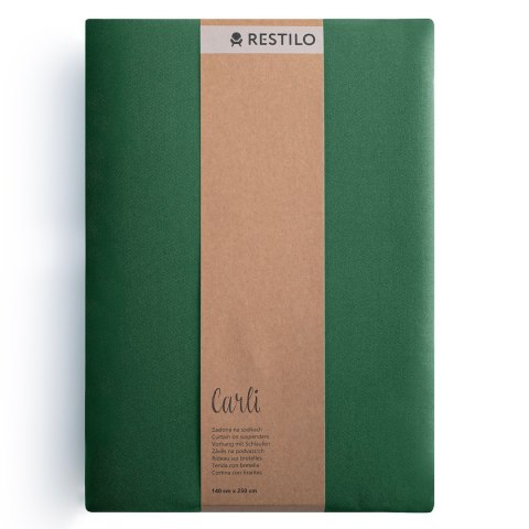RESTILO zasłona CARLI kolor butelkowa zieleń gładki styl klasyczny przelotki srebrne materiał oxford 200x250 - CURT/RES/OXFORD/C