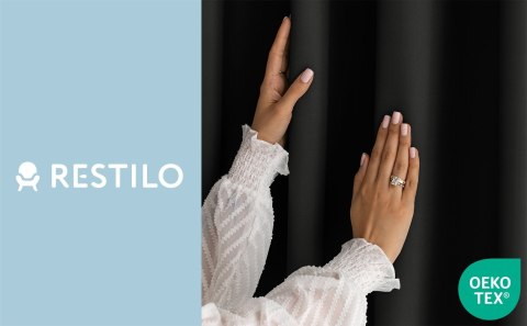 RESTILO zasłona CARLI kolor czarny gładki styl klasyczny przelotki srebrne materiał oxford 200x250 - CURT/RES/OXFORD/CARLI/EYELE