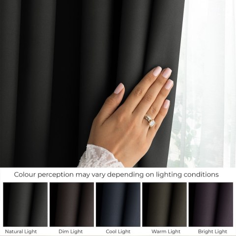 RESTILO zasłona CARLI kolor czarny gładki styl klasyczny taśma materiał oxford 200x270 - CURT/RES/OXFORD/CARLI/PLEAT/BLACK/200X2