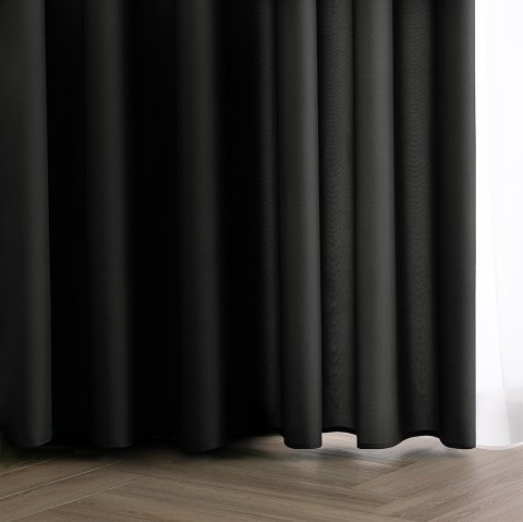 RESTILO zasłona CARLI kolor czarny gładki styl klasyczny taśma materiał oxford 200x270 - CURT/RES/OXFORD/CARLI/PLEAT/BLACK/200X2