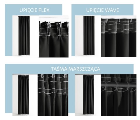 RESTILO zasłona CARLI kolor czarny gładki styl klasyczny taśma materiał oxford 200x270 - CURT/RES/OXFORD/CARLI/PLEAT/BLACK/200X2