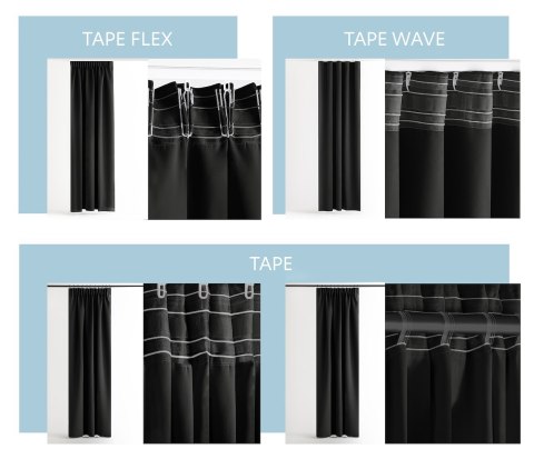 RESTILO zasłona CARLI kolor czarny gładki styl klasyczny taśma materiał oxford 200x270 - CURT/RES/OXFORD/CARLI/PLEAT/BLACK/200X2
