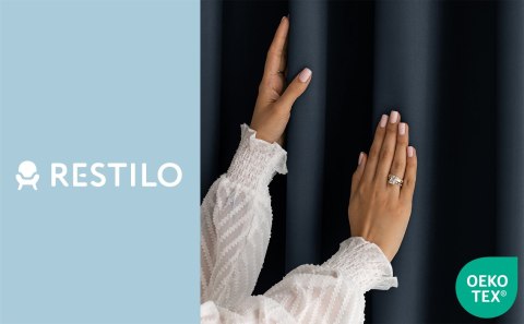 RESTILO zasłona CARLI kolor indygo gładki styl klasyczny przelotki srebrne materiał oxford 200x250 - CURT/RES/OXFORD/CARLI/EYELE