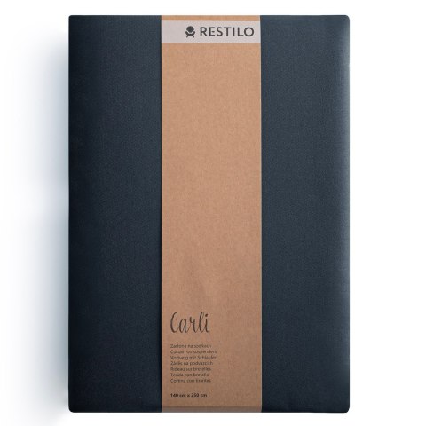 RESTILO zasłona CARLI kolor indygo gładki styl klasyczny taśma materiał oxford 200x270 - CURT/RES/OXFORD/CARLI/PLEAT/INDIGO/200X