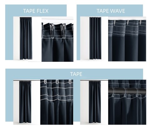 RESTILO zasłona CARLI kolor indygo gładki styl klasyczny taśma materiał oxford 200x270 - CURT/RES/OXFORD/CARLI/PLEAT/INDIGO/200X