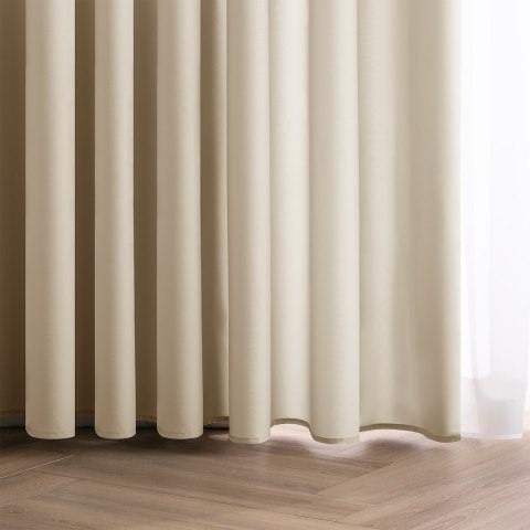 RESTILO zasłona CARLI kolor jasny beżowy gładki styl klasyczny przelotki srebrne materiał oxford 200x270 - CURT/RES/OXFORD/CARLI