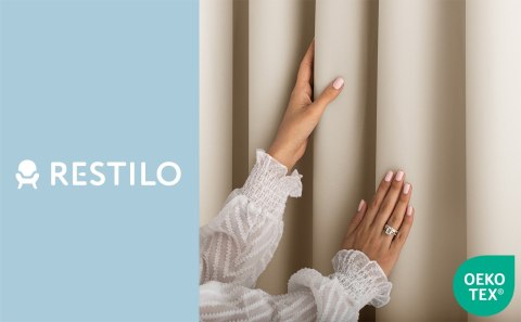 RESTILO zasłona CARLI kolor jasny beżowy gładki styl klasyczny taśma materiał oxford 200x270 - CURT/RES/OXFORD/CARLI/PLEAT/L.BEI