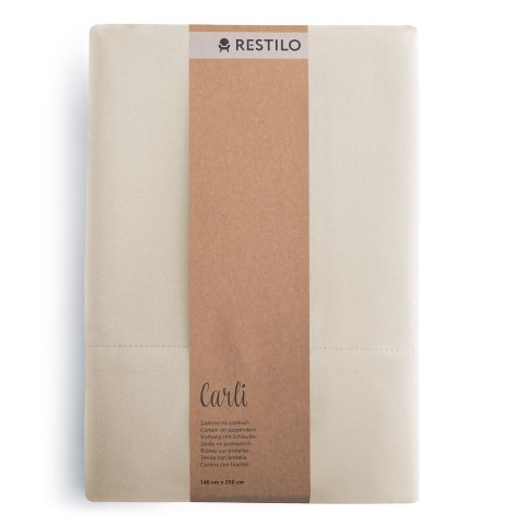 RESTILO zasłona CARLI kolor jasny beżowy gładki styl klasyczny taśma materiał oxford 200x270 - CURT/RES/OXFORD/CARLI/PLEAT/L.BEI