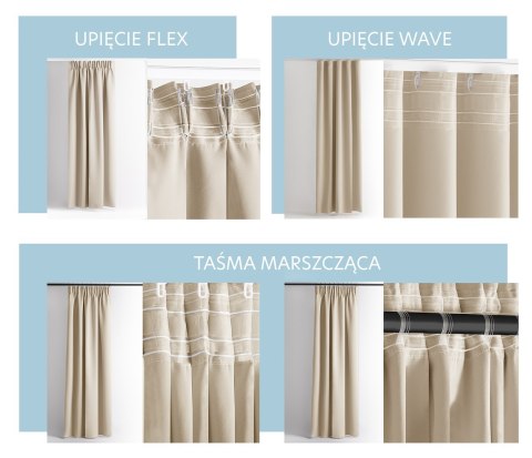 RESTILO zasłona CARLI kolor jasny beżowy gładki styl klasyczny taśma materiał oxford 200x270 - CURT/RES/OXFORD/CARLI/PLEAT/L.BEI
