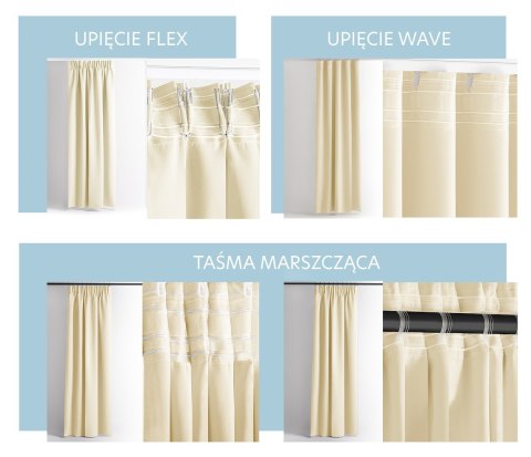 RESTILO zasłona CARLI kolor kremowy gładki styl klasyczny taśma materiał oxford 200x270 - CURT/RES/OXFORD/CARLI/PLEAT/CREAM/200X