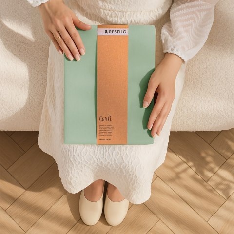 RESTILO zasłona CARLI kolor miętowy gładki styl klasyczny taśma materiał oxford 200x270 - CURT/RES/OXFORD/CARLI/PLEAT/MINT/200X2