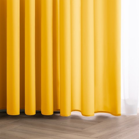 RESTILO zasłona CARLI kolor musztardowy gładki styl klasyczny przelotki srebrne materiał oxford 200x250 - CURT/RES/OXFORD/CARLI/
