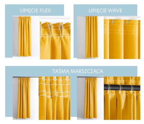 RESTILO zasłona CARLI kolor musztardowy gładki styl klasyczny taśma materiał oxford 200x270 - CURT/RES/OXFORD/CARLI/PLEAT/MUSTAR