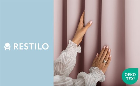 RESTILO zasłona CARLI kolor pudrowy róż gładki styl klasyczny taśma materiał oxford 200x270 - CURT/RES/OXFORD/CARLI/PLEAT/PINK/2