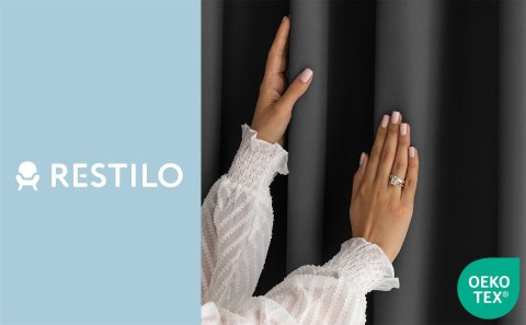 RESTILO zasłona CARLI kolor stalowy gładki styl klasyczny taśma materiał oxford 200x270 - CURT/RES/OXFORD/CARLI/PLEAT/CHARCOAL/2