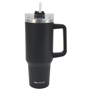 STALOWY KUBEK TERMICZNY TERMOS 1100ml Z RĄCZKĄ I SŁOMKĄ KLAUSBERG KB-7942