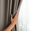 RESTILO zasłona BLACKOUT kolor beżowy szarfa upinająca styl klasyczny taśma materiał blackout 200x270 - CURT/AH/BLACKOUT/PLEAT/B