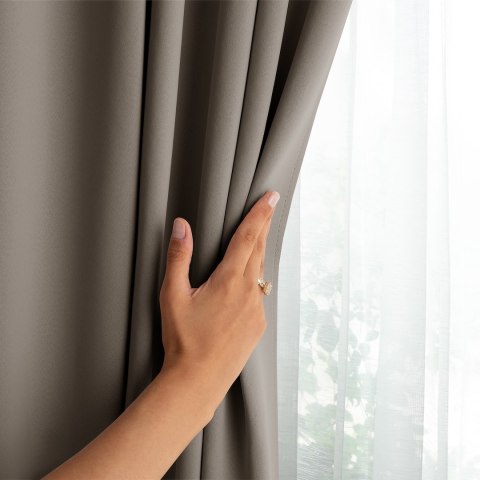 RESTILO zasłona BLACKOUT kolor beżowy szarfa upinająca styl klasyczny taśma materiał blackout 200x270 - CURT/AH/BLACKOUT/PLEAT/B