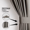 RESTILO zasłona BLACKOUT kolor beżowy szarfa upinająca styl klasyczny taśma materiał blackout 200x270 - CURT/AH/BLACKOUT/PLEAT/B