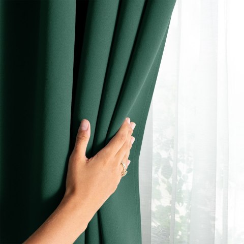 RESTILO zasłona BLACKOUT kolor butelkowa zieleń szarfa upinająca styl klasyczny taśma materiał blackout 140x230 - CURT/AH/BLACKO
