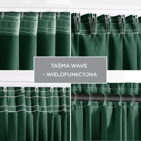 RESTILO zasłona BLACKOUT kolor butelkowa zieleń szarfa upinająca styl klasyczny taśma materiał blackout 200x300 - CURT/AH/BLACKO
