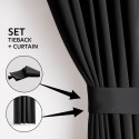 RESTILO zasłona BLACKOUT kolor czarny szarfa upinająca styl klasyczny taśma materiał blackout 140x300 - CURT/AH/BLACKOUT/PLEAT/B