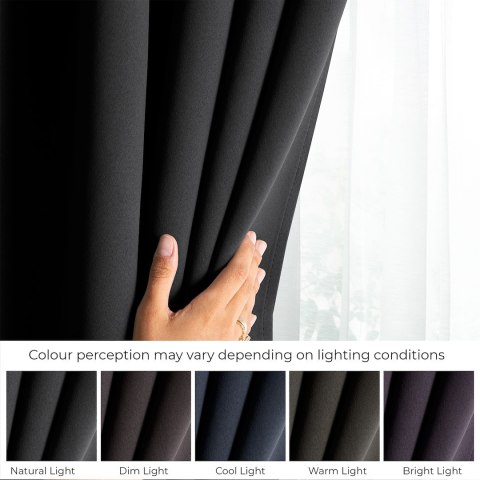 RESTILO zasłona BLACKOUT kolor czarny szarfa upinająca styl klasyczny taśma materiał blackout 140x300 - CURT/AH/BLACKOUT/PLEAT/B