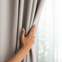 RESTILO zasłona BLACKOUT kolor jasny beżowy szarfa upinająca styl klasyczny taśma materiał blackout 200x270 - CURT/AH/BLACKOUT/P