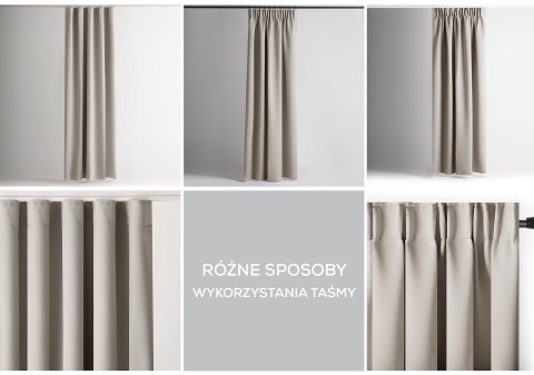 RESTILO zasłona BLACKOUT kolor jasny beżowy szarfa upinająca styl klasyczny taśma materiał blackout 200x270 - CURT/AH/BLACKOUT/P