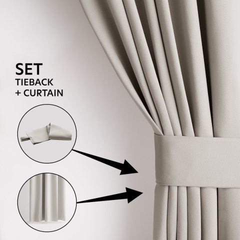 RESTILO zasłona BLACKOUT kolor jasny beżowy szarfa upinająca styl klasyczny taśma materiał blackout 285x250 - CURT/AH/BLACKOUT/P