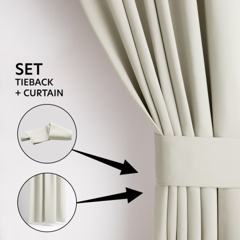 RESTILO zasłona BLACKOUT kolor kremowy szarfa upinająca styl klasyczny taśma materiał blackout 140x300 - CURT/AH/BLACKOUT/PLEAT/