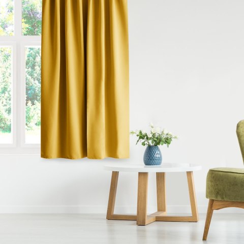 RESTILO zasłona BLACKOUT kolor musztardowy szarfa upinająca styl klasyczny taśma materiał blackout 200x270 - CURT/AH/BLACKOUT/PL