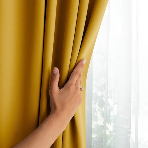 RESTILO zasłona BLACKOUT kolor musztardowy szarfa upinająca styl klasyczny taśma materiał blackout 285x250 - CURT/AH/BLACKOUT/PL
