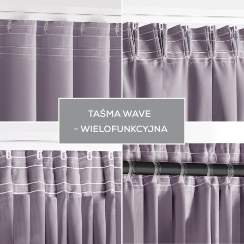 RESTILO zasłona BLACKOUT kolor pudrowy róż szarfa upinająca styl klasyczny taśma materiał blackout 140x300 - CURT/AH/BLACKOUT/PL