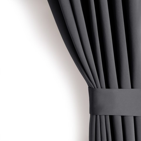 RESTILO zasłona BLACKOUT kolor stalowy szarfa upinająca styl klasyczny taśma materiał blackout 200x300 - CURT/AH/BLACKOUT/PLEAT/