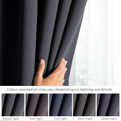 RESTILO zasłona BLACKOUT kolor stalowy szarfa upinająca styl klasyczny taśma materiał blackout 200x300 - CURT/AH/BLACKOUT/PLEAT/