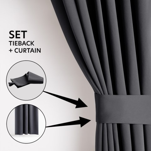 RESTILO zasłona BLACKOUT kolor stalowy szarfa upinająca styl klasyczny taśma materiał blackout 285x250 - CURT/AH/BLACKOUT/PLEAT/