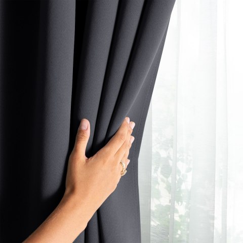 RESTILO zasłona BLACKOUT kolor stalowy szarfa upinająca styl klasyczny taśma materiał blackout 285x250 - CURT/AH/BLACKOUT/PLEAT/