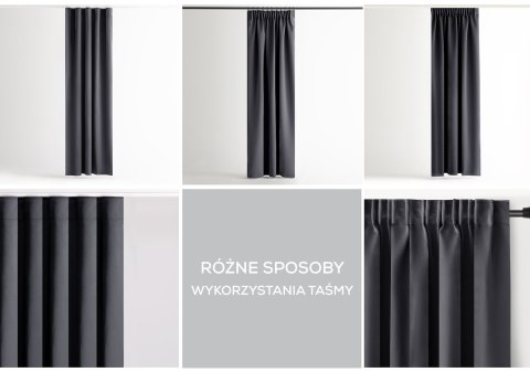RESTILO zasłona BLACKOUT kolor stalowy szarfa upinająca styl klasyczny taśma materiał blackout 285x250 - CURT/AH/BLACKOUT/PLEAT/
