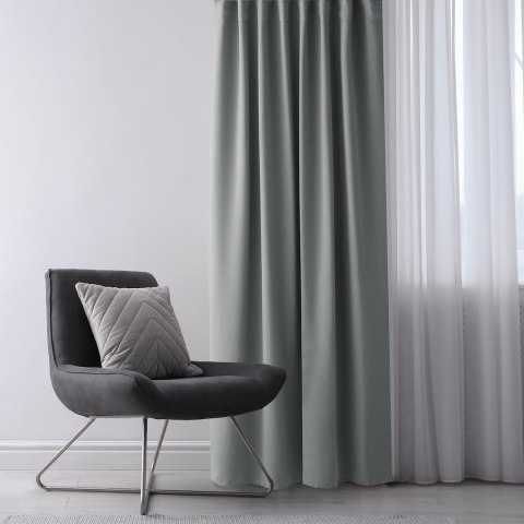 RESTILO zasłona BLACKOUT kolor szary szarfa upinająca styl klasyczny taśma materiał blackout 200x300 - CURT/AH/BLACKOUT/PLEAT/SI