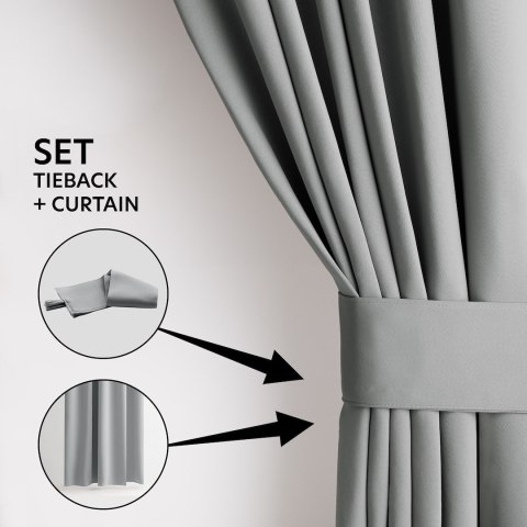 RESTILO zasłona BLACKOUT kolor szary szarfa upinająca styl klasyczny taśma materiał blackout 285x250 - CURT/AH/BLACKOUT/PLEAT/SI