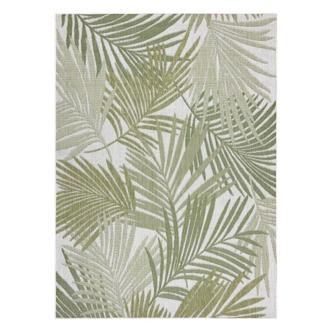 Dywan SZNURKOWY SIZAL SION Liście Palmy , tropikalny 2837 płaskie tkanie ecru / zielony - RUG/LU/VINEA/PALMS/CREAM+GREEN/120x170